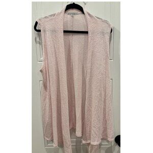 Green Envelope 1xl Light Pink Sleeveless Open Front Cardigan EUC